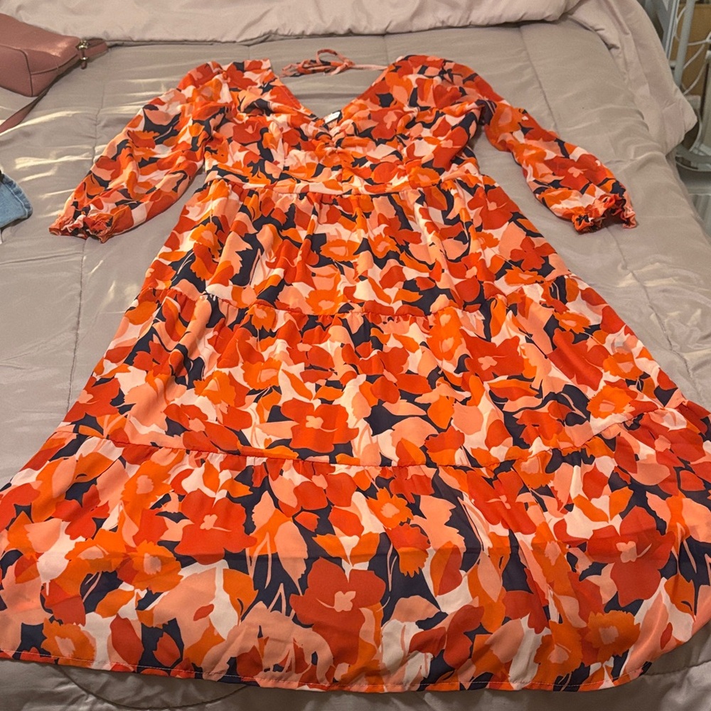 Sincerely Jules Vibrant Floral Long Sleeve Dress